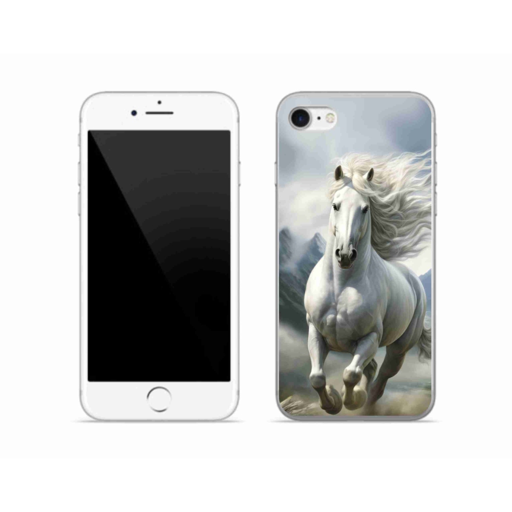 Gélový kryt mmCase na iPhone SE (2022) - bežiaci biely kôň 3