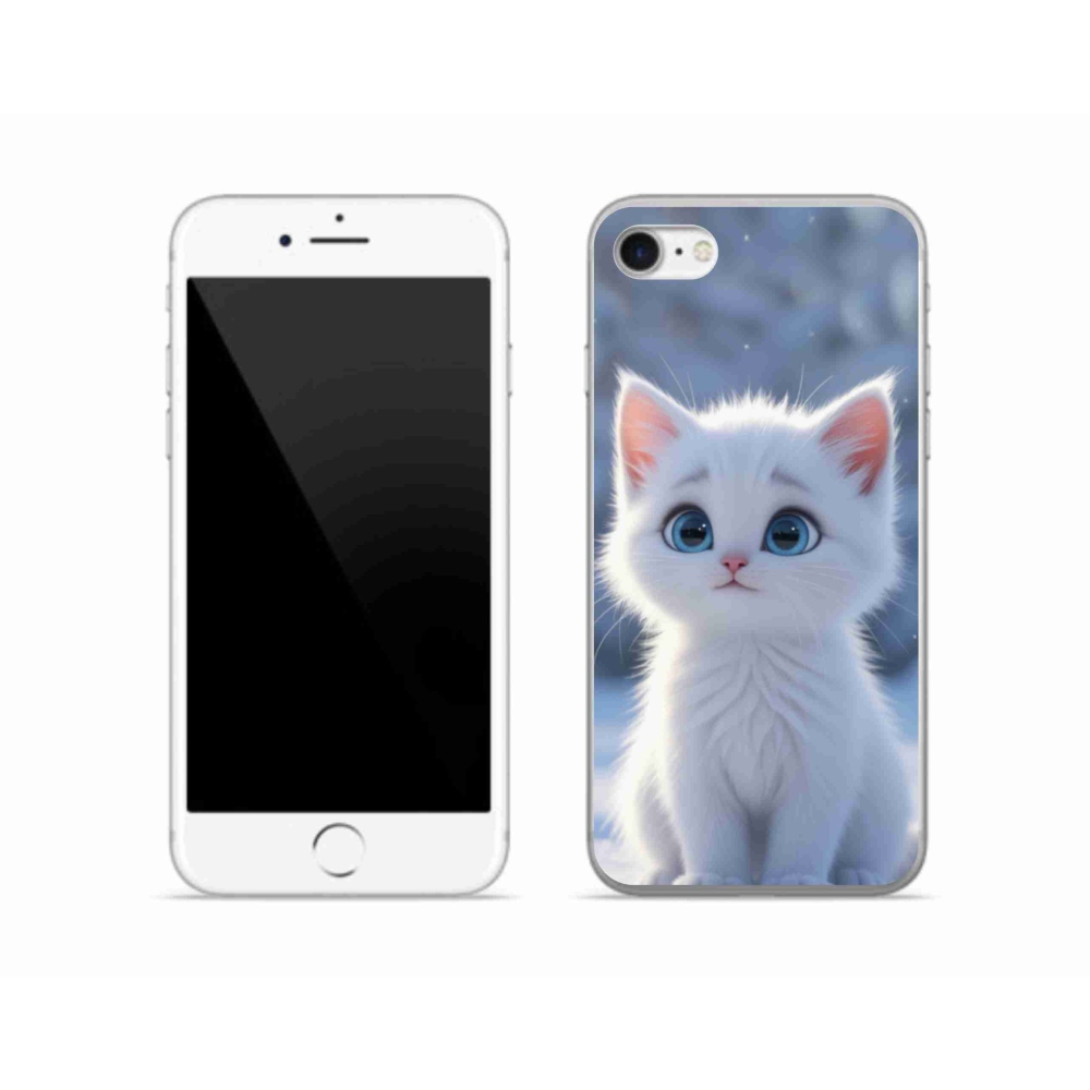 Gélový kryt mmCase na iPhone SE (2022) - biele mačiatko 3