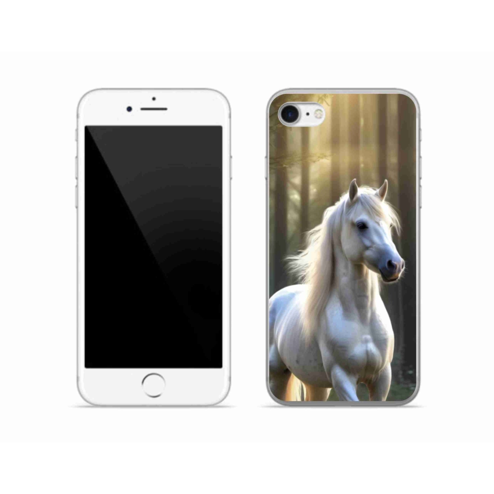 Gélový kryt mmCase na iPhone SE (2022) - biely kôň 3