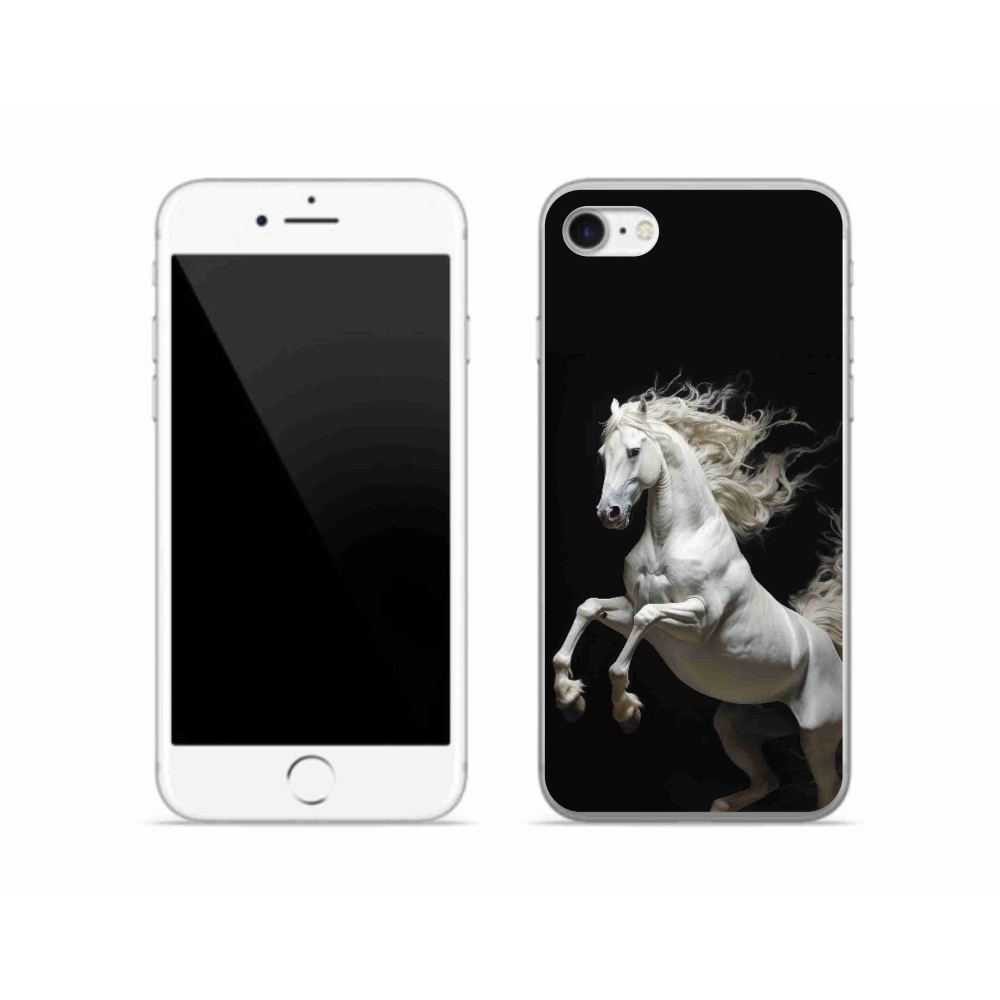 Gélový kryt mmCase na iPhone SE (2022) - biely kôň 4