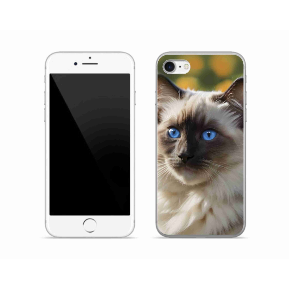 Gélový kryt mmCase na iPhone SE (2022) - biely ragdoll