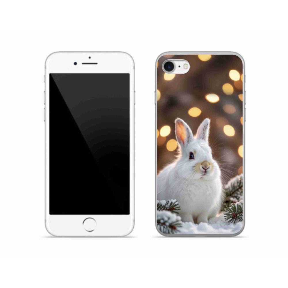 Gélový kryt mmCase na iPhone SE (2022) - biely zajac