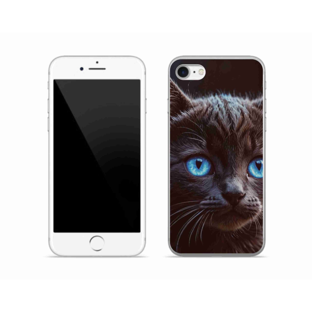 Gélový kryt mmCase na iPhone SE (2022) - čierne mačiatko 2