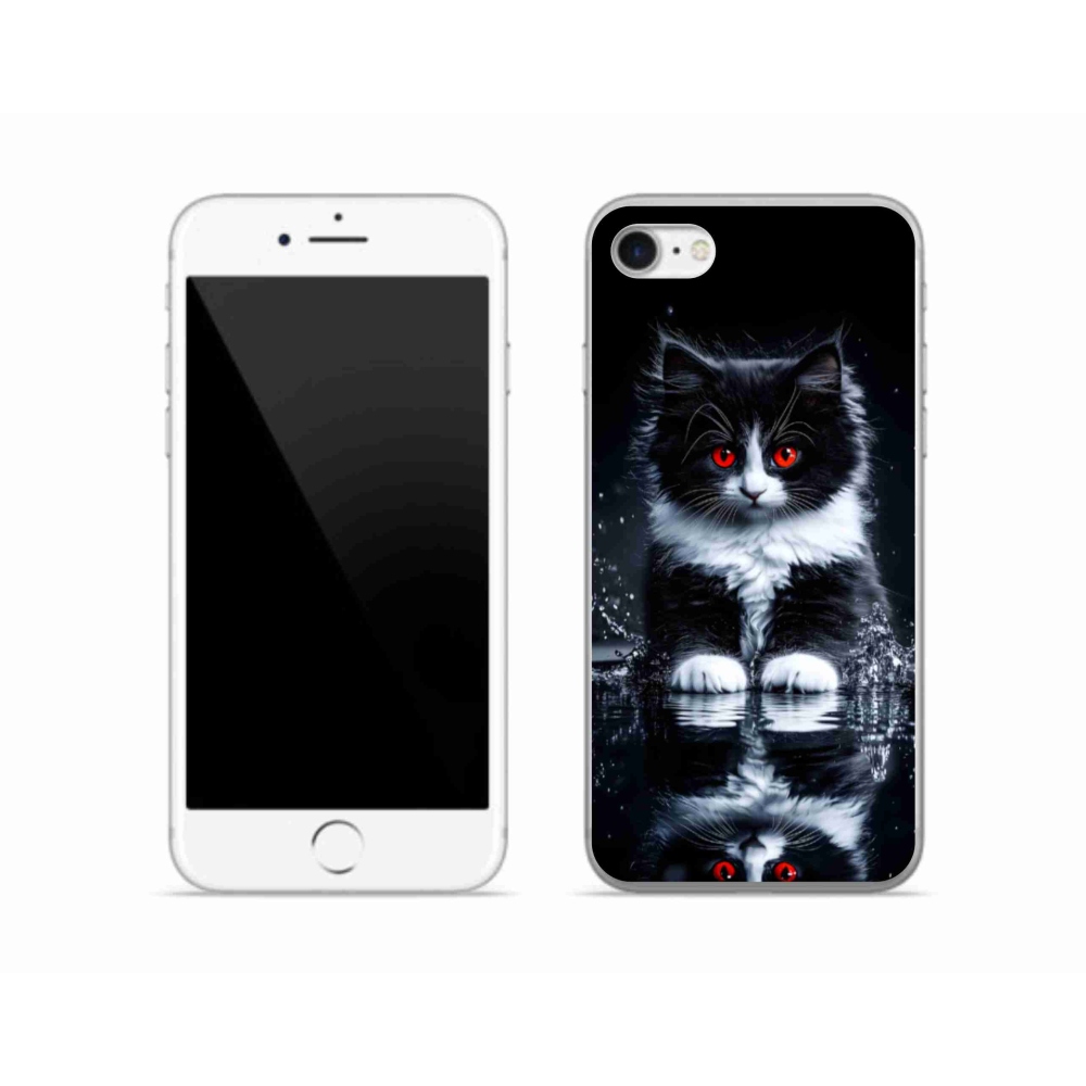 Gélový kryt mmCase na iPhone SE (2022) - čiernobiele mačiatko