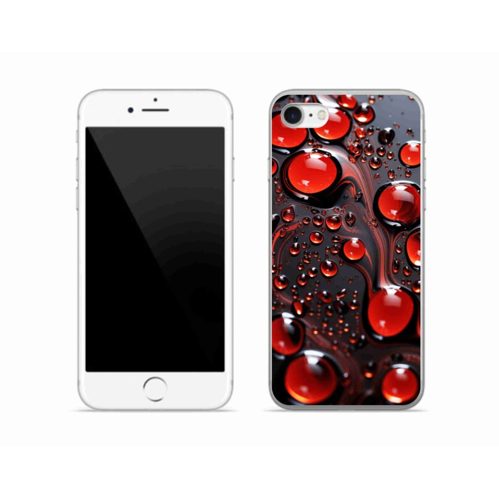 Gélový kryt mmCase na iPhone SE (2022) - červené kvapky 2