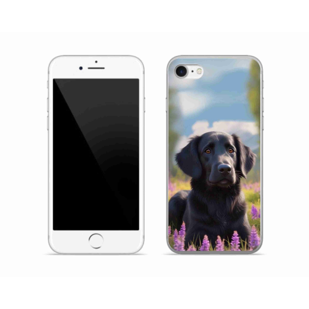Gélový kryt mmCase na iPhone SE (2022) - elegantný čierny retriever