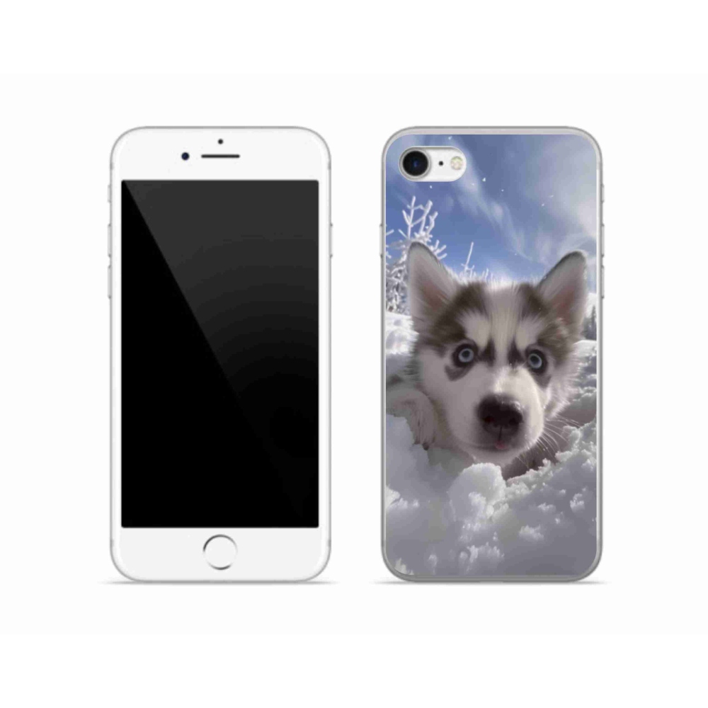 Gélový kryt mmCase na iPhone SE (2022) - husky v snehu