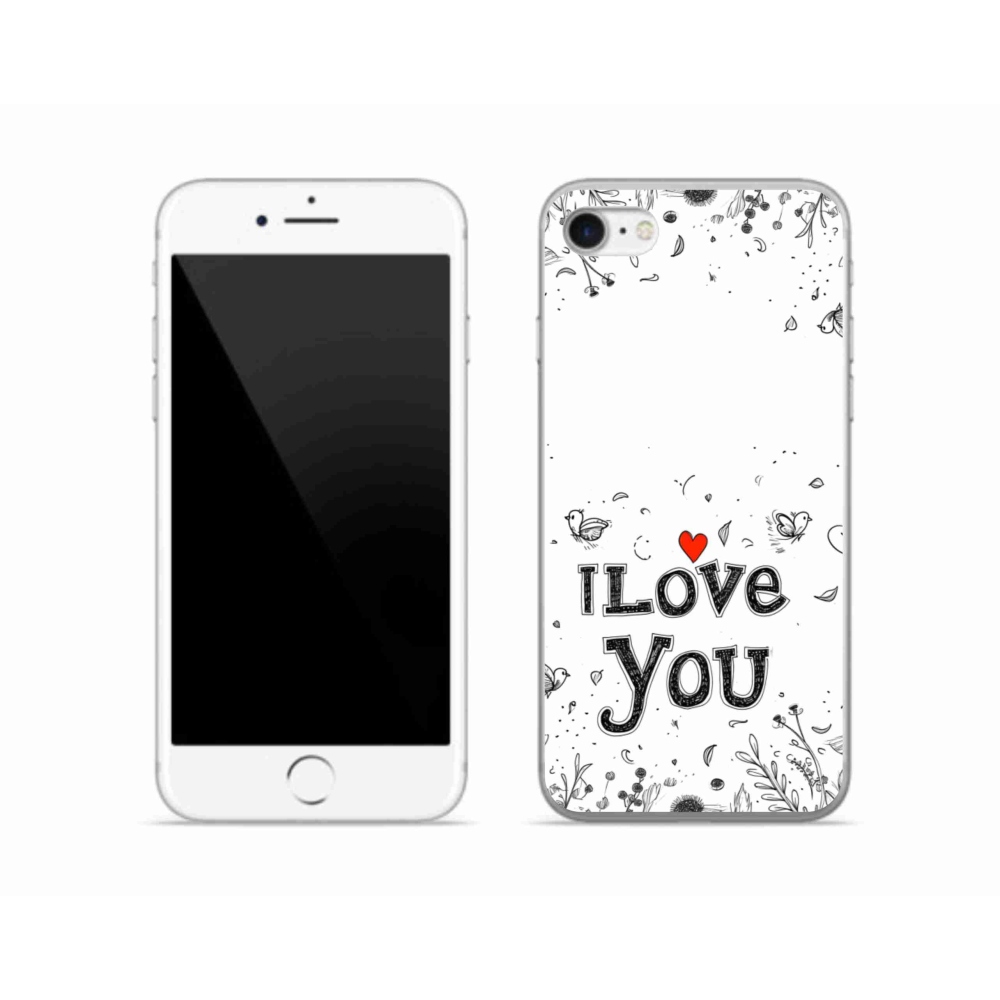 Gélový kryt mmCase na iPhone SE (2022) - I love you biele pozadie