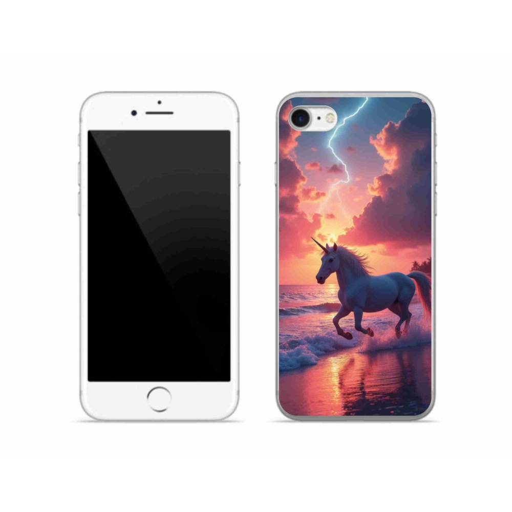 Gélový kryt mmCase na iPhone SE (2022) - jednorožec na pláži