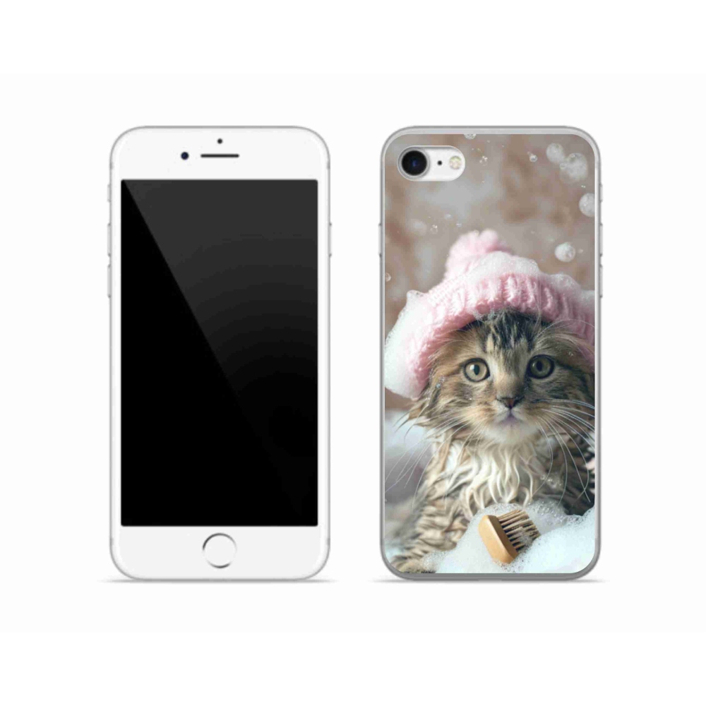 Gélový kryt mmCase na iPhone SE (2022) - mačiatko a kúpeľ