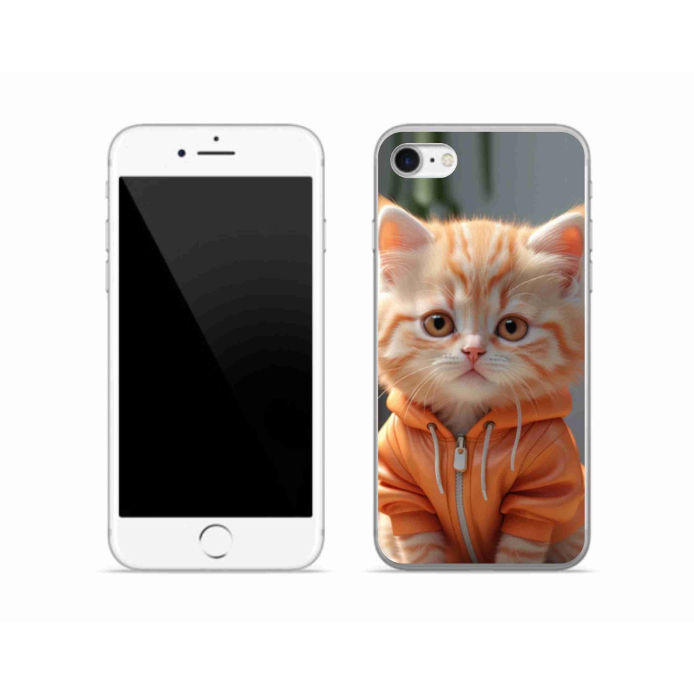 Gélový kryt mmCase na iPhone SE (2022) - mačiatko v mikine