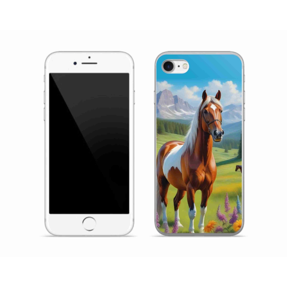 Gélový kryt mmCase na iPhone SE (2022) - kôň na lúke
