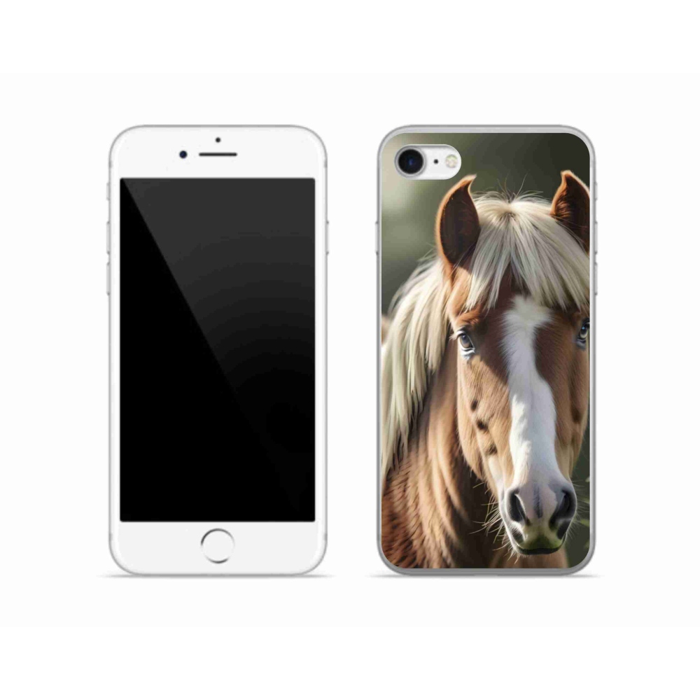 Gélový kryt mmCase na iPhone SE (2022) - kôň so svetlou hrivou