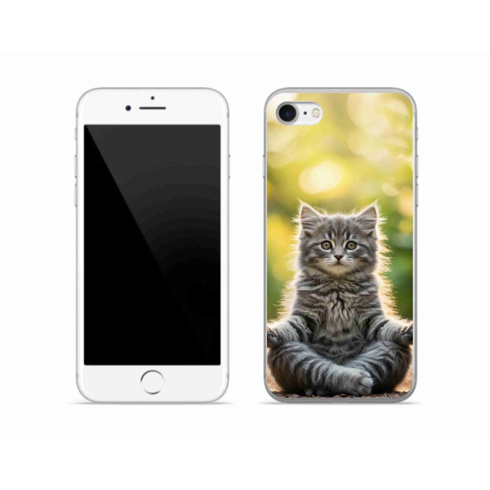 Gélový kryt mmCase na iPhone SE (2022) - meditujúce mačiatko