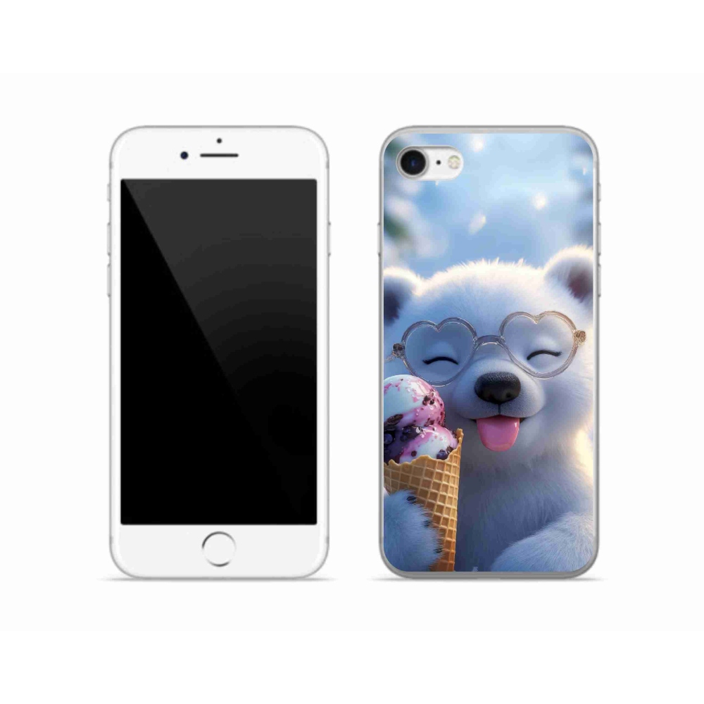 Gélový kryt mmCase na iPhone SE (2022) - medvedík so zmrzlinou