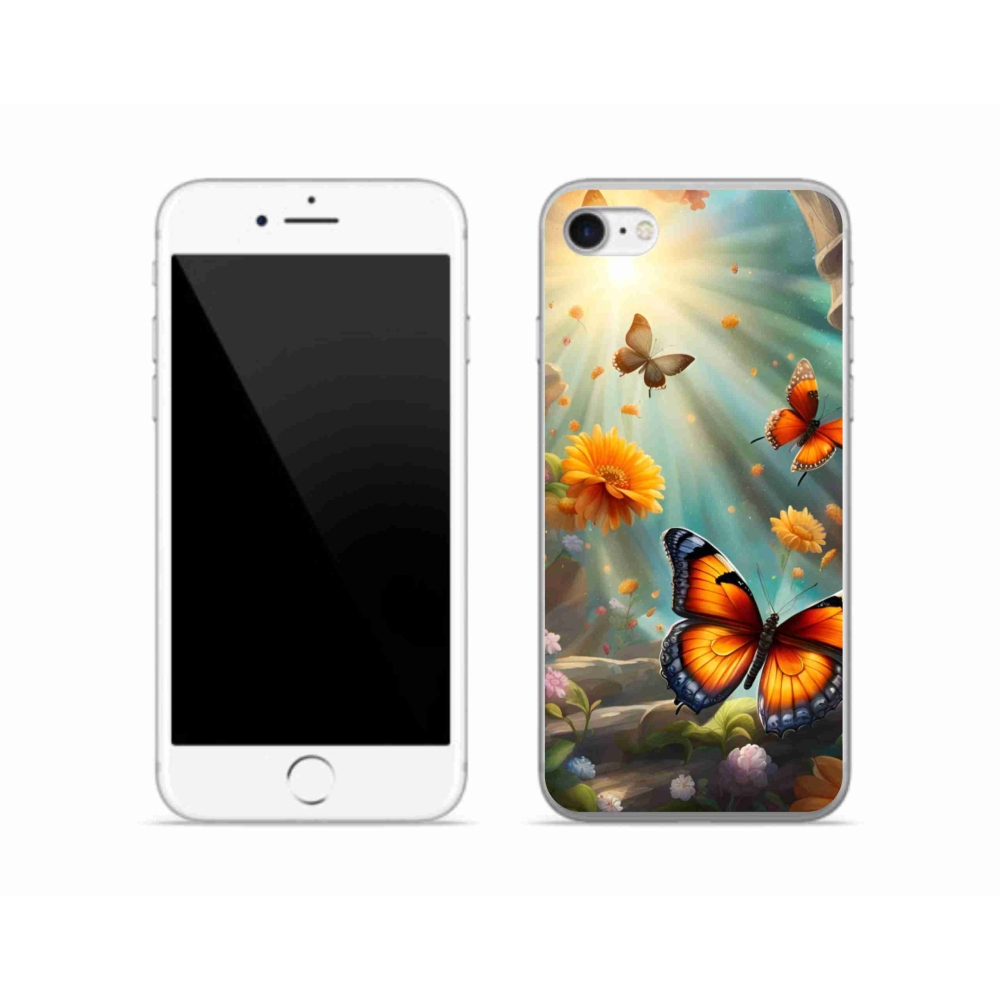 Gélový kryt mmCase na iPhone SE (2022) - motýlia záhrada 2