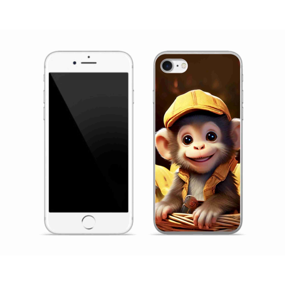 Gélový kryt mmCase na iPhone SE (2022) - opice v košíku