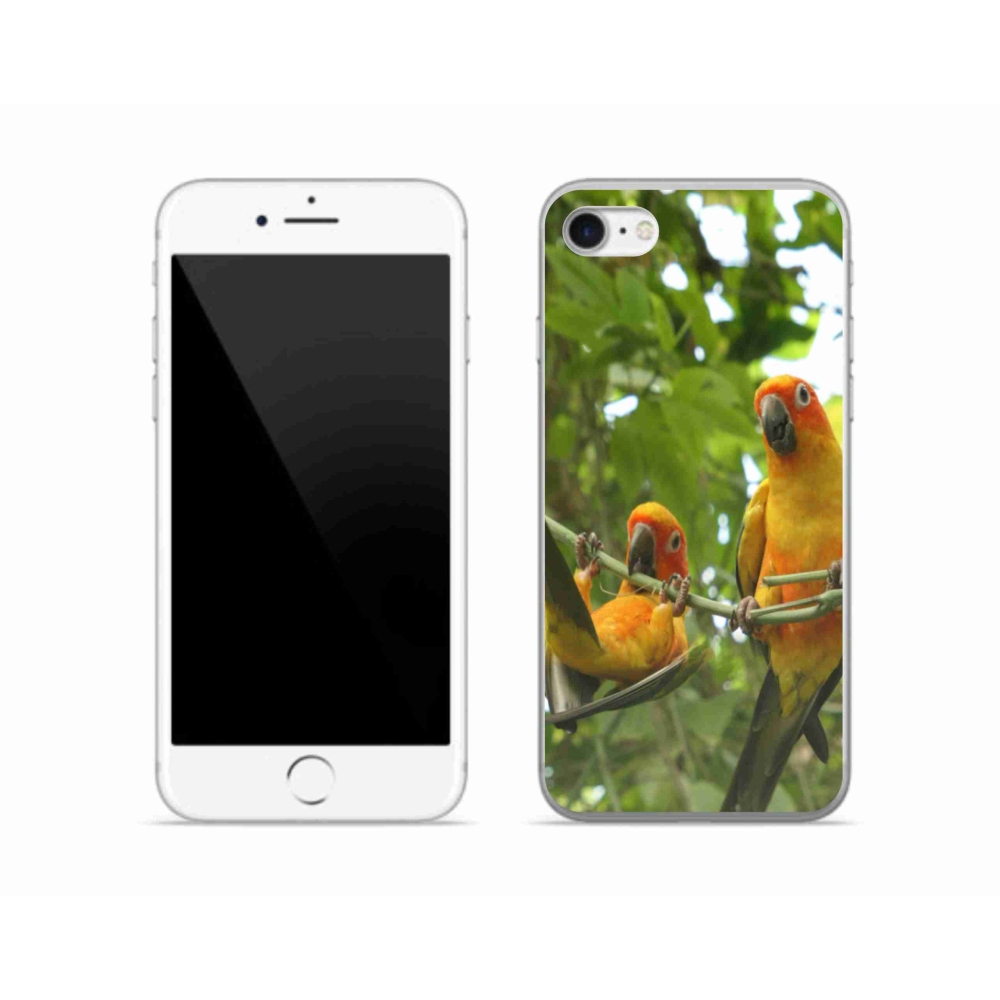 Gélový kryt mmCase na iPhone SE (2022) - papagáje aratingy