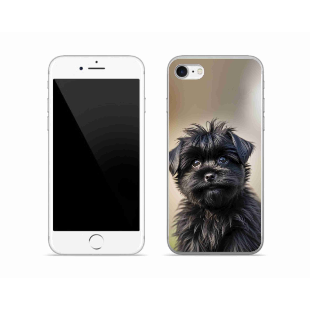 Gélový kryt mmCase na iPhone SE (2022) - roztomilý čierny psík