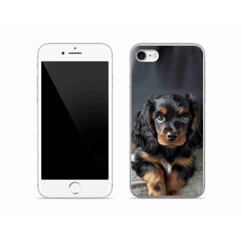 Gélový kryt mmCase na iPhone SE (2022) - roztomilý dlhosrstý jazvečík