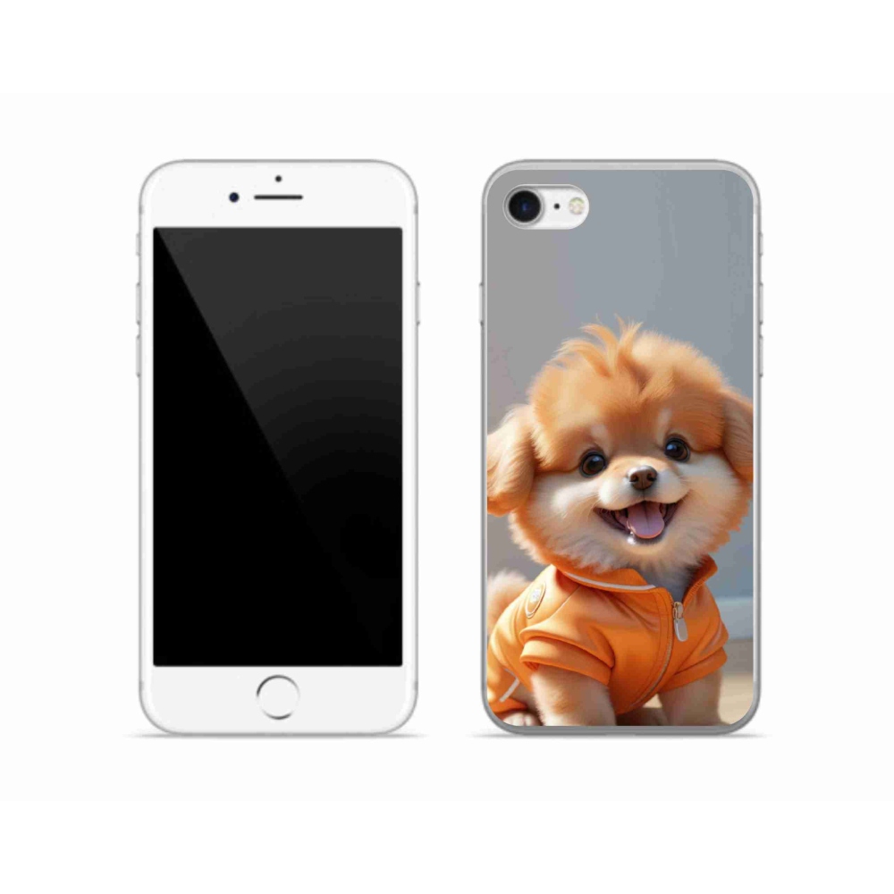 Gélový kryt mmCase na iPhone SE (2022) - roztomilý pomeranian v mikine
