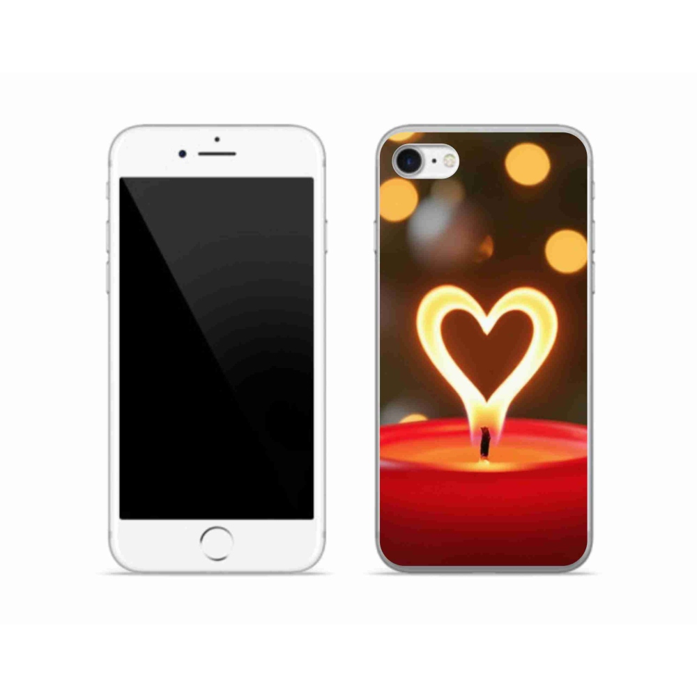 Gélový kryt mmCase na iPhone SE (2022) - srdce z plameňa