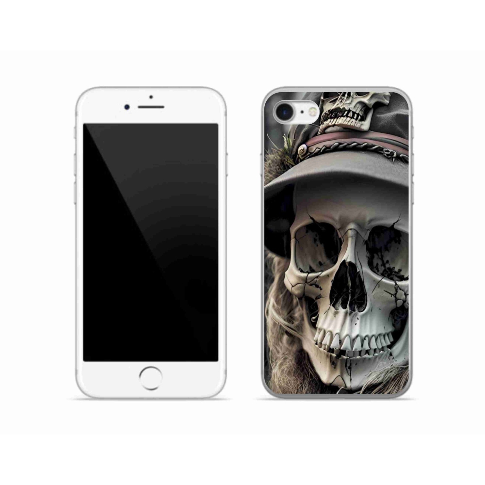 Gélový kryt mmCase na iPhone SE (2022) - temná lebka