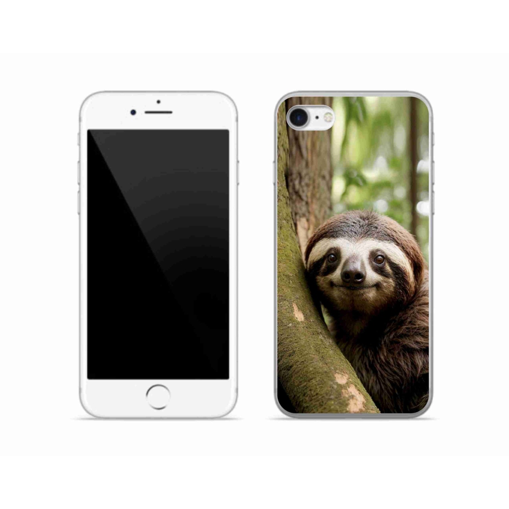 Gélový kryt mmCase na iPhone SE (2022) - usmievavý leňochod