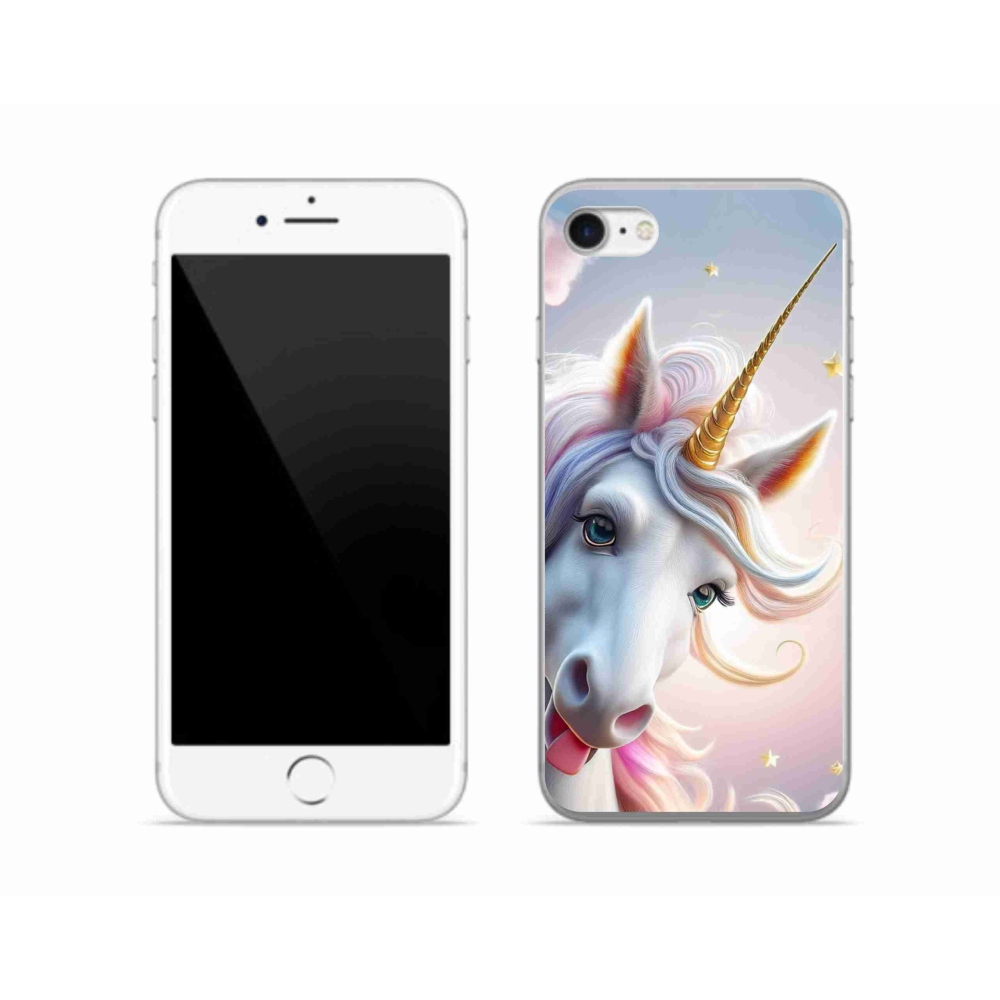 Gélový kryt mmCase na iPhone SE (2022) - veselý jednorožec