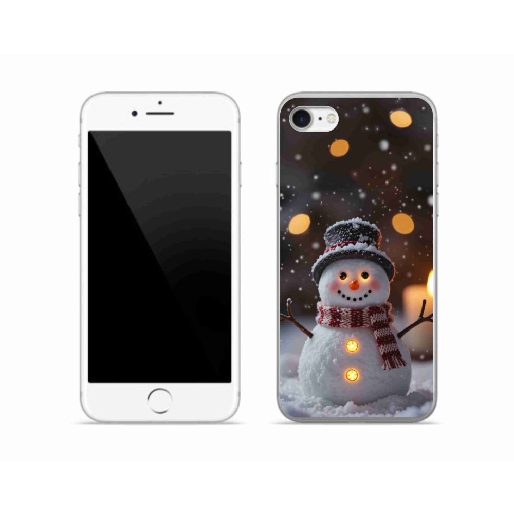 Gélový kryt mmCase na iPhone SE (2022) - veselý snehuliak