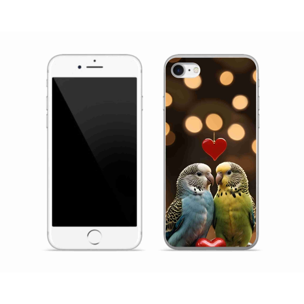 Gélový kryt mmCase na iPhone SE (2022) - zamilovaní papagáje