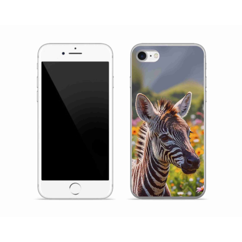 Gélový kryt mmCase na iPhone SE (2022) - zebra na lúke