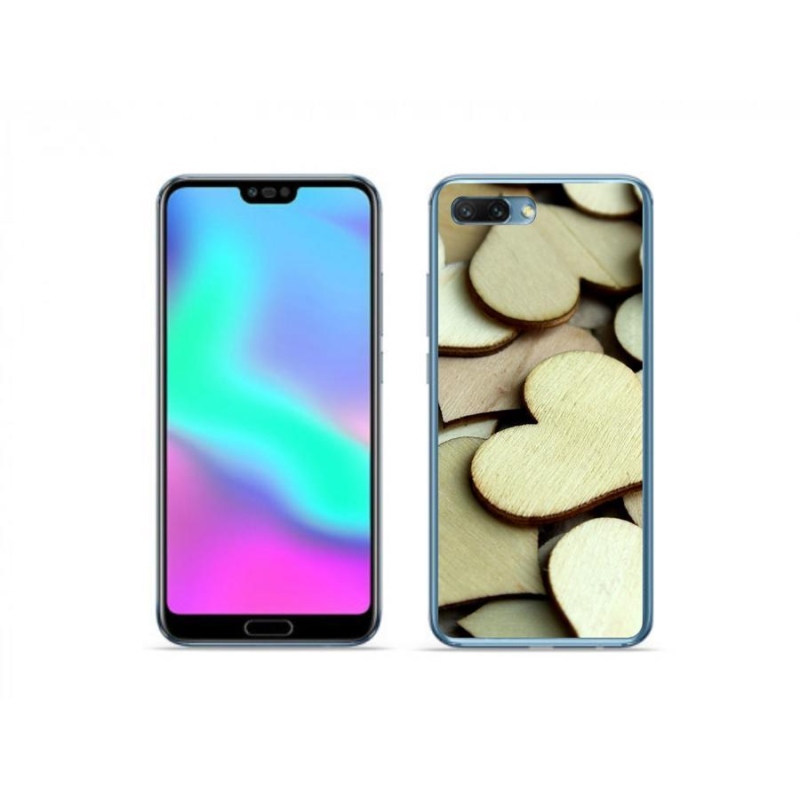 Gélový kryt mmCase na mobil Honor 10 - drevená srdiečka