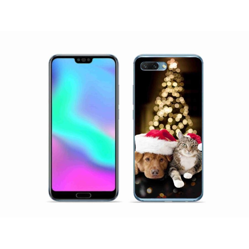 Gélový kryt mmCase na mobil Honor 10 - vianočný pes a mačka