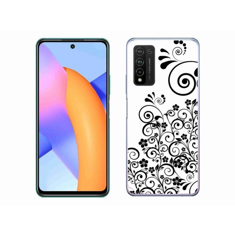 Gélový kryt mmCase na mobil Honor 10X Lite - čiernobiele kvetinové vzory