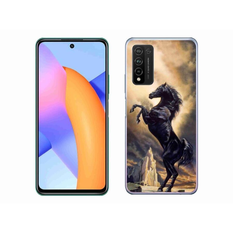 Gélový kryt mmCase na mobil Honor 10X Lite - čierny kreslený kôň