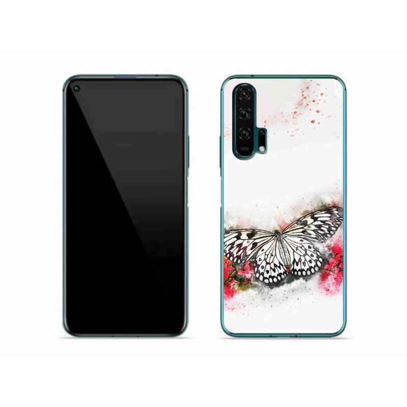 Gélový kryt mmCase na mobil Honor 20 Pro - čiernobiely motýľ