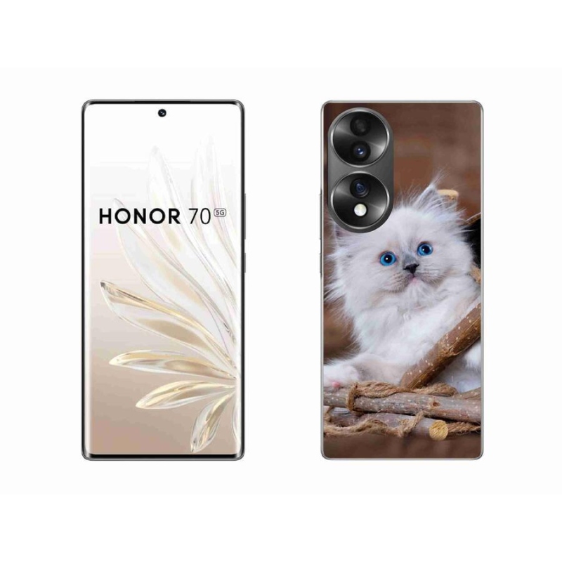 Gélový kryt mmCase na mobil Honor 70 - biele mačiatko