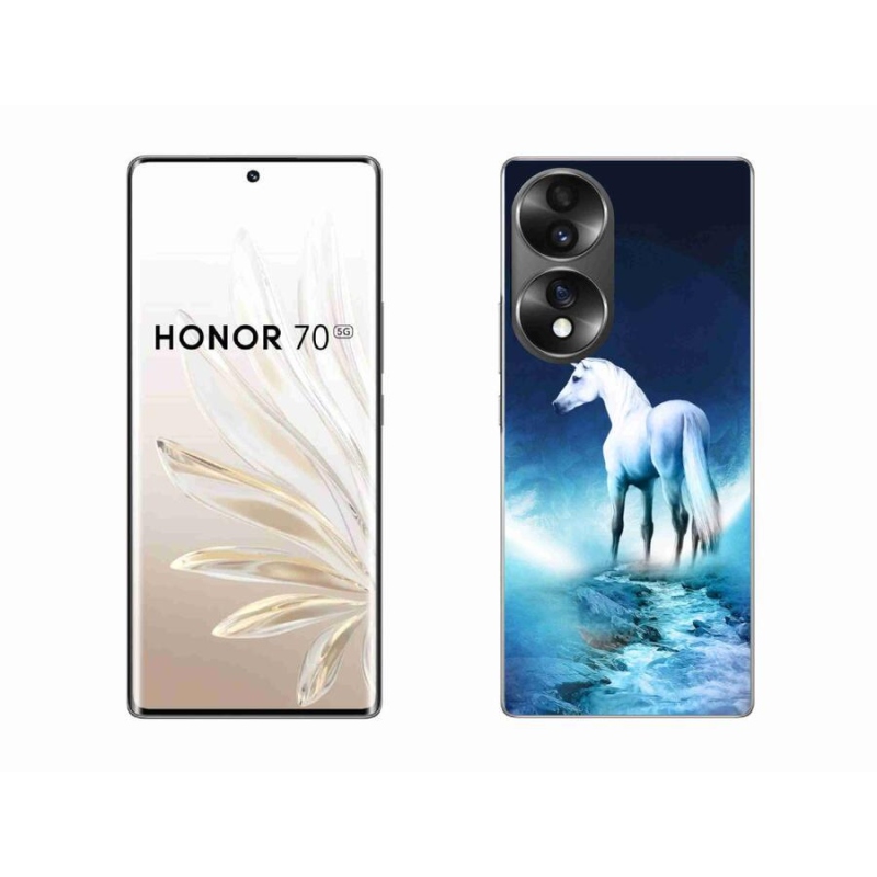 Gélový kryt mmCase na mobil Honor 70 - biely jednorožec