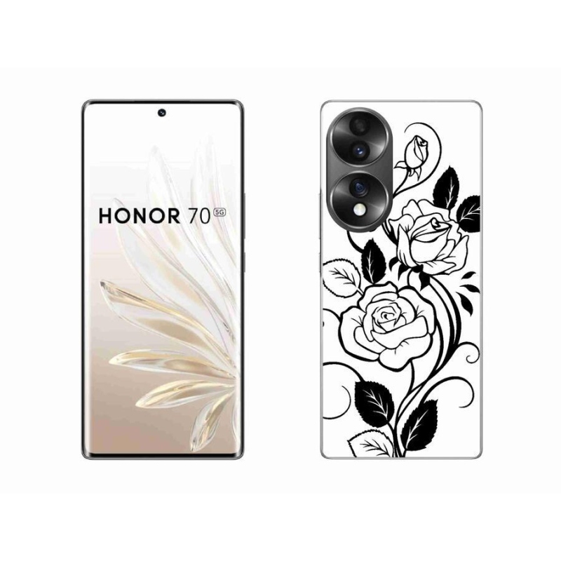 Gélový kryt mmCase na mobil Honor 70 - čiernobiela ruža