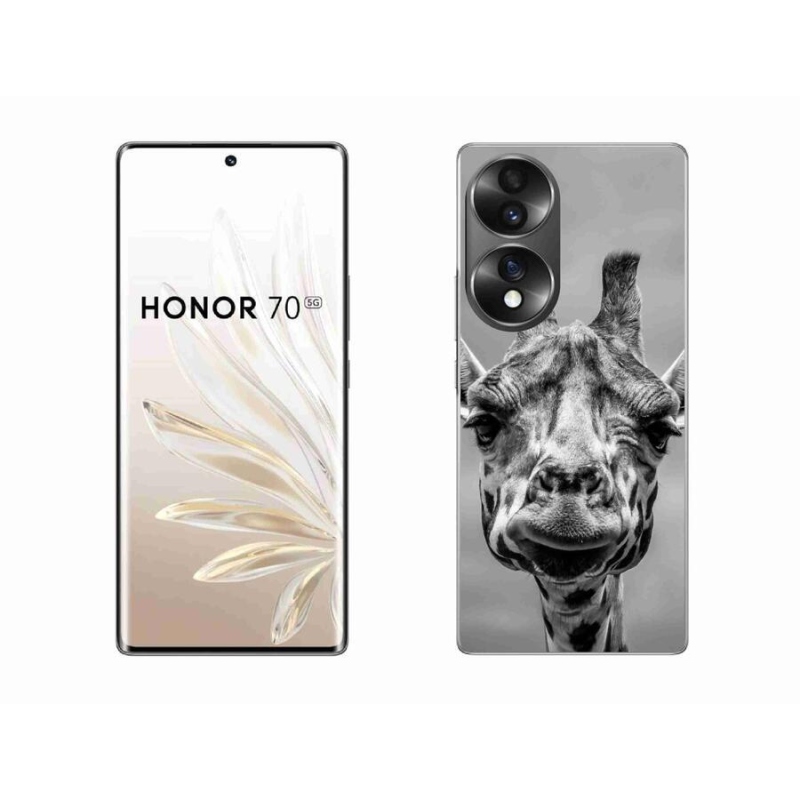 Gélový kryt mmCase na mobil Honor 70 - čiernobiela žirafa