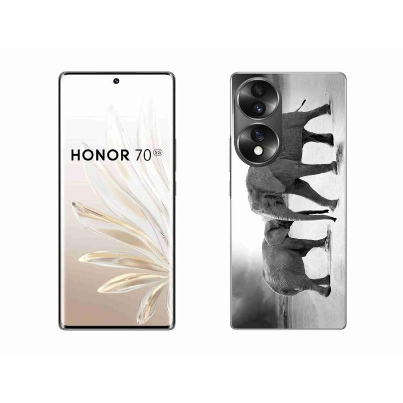 Gélový kryt mmCase na mobil Honor 70 - čiernobieli slony