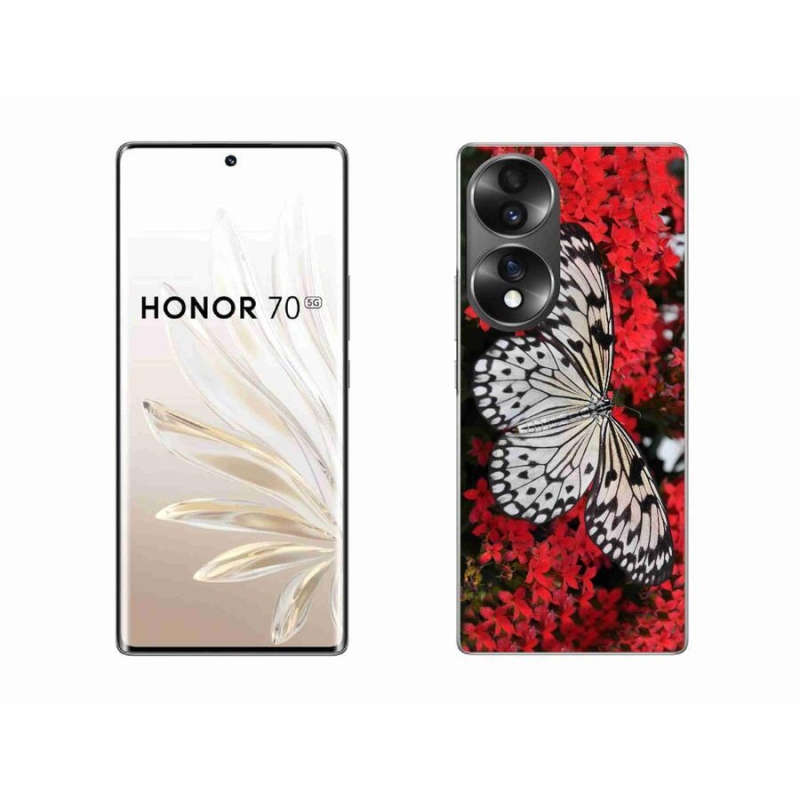 Gélový kryt mmCase na mobil Honor 70 - čiernobiely motýľ 1
