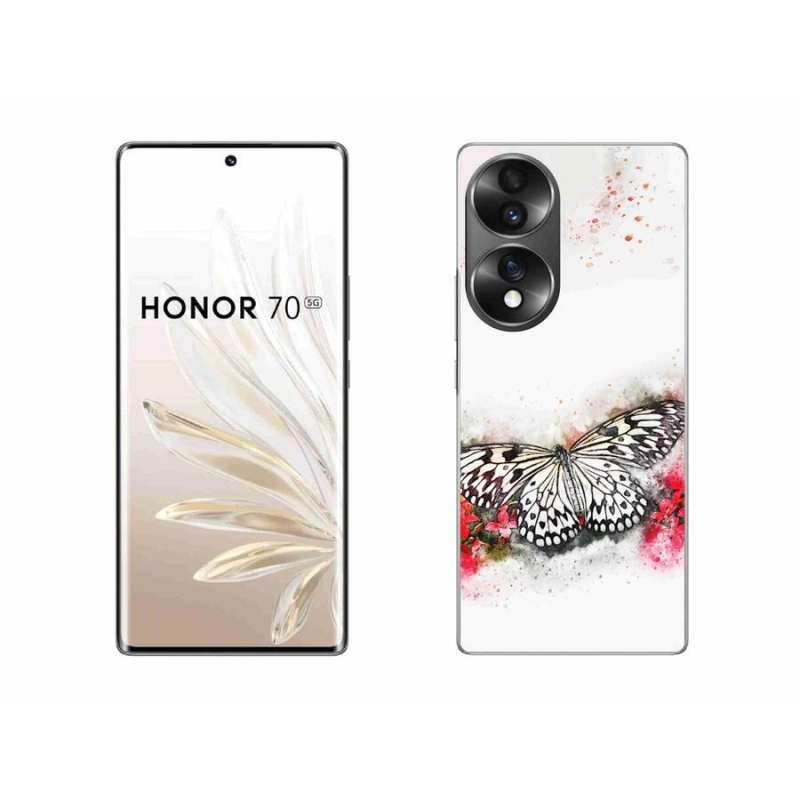 Gélový kryt mmCase na mobil Honor 70 - čiernobiely motýľ