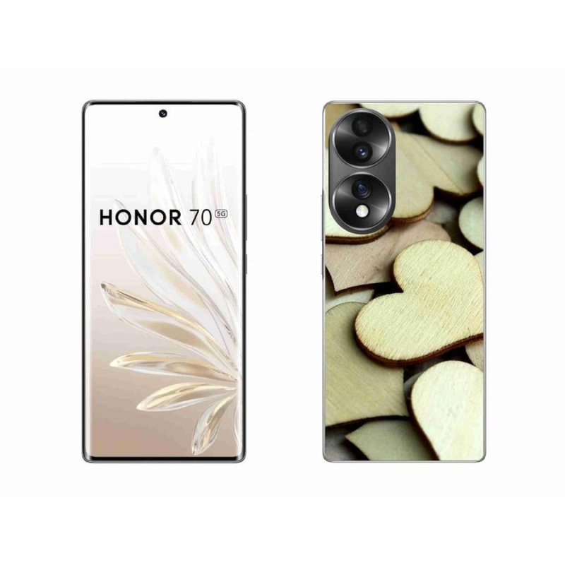 Gélový kryt mmCase na mobil Honor 70 - drevené srdiečka