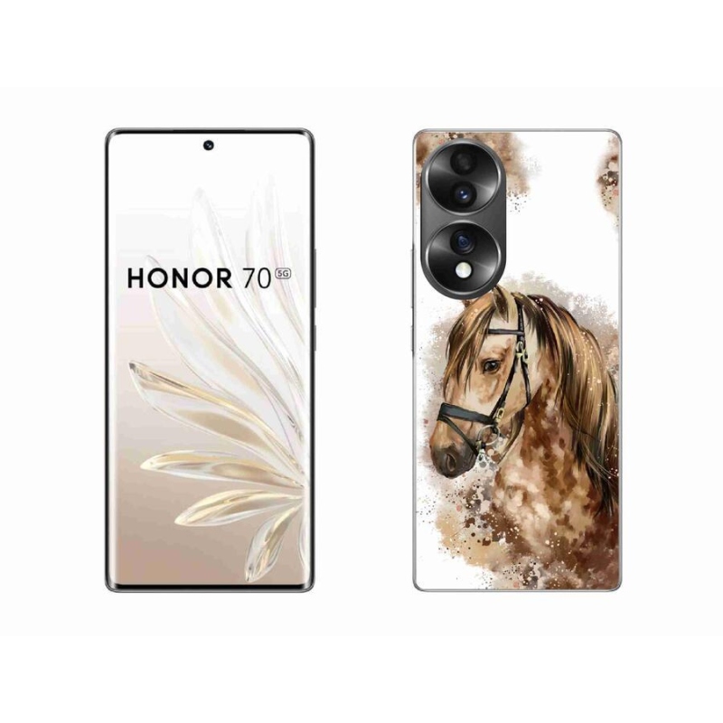 Gélový kryt mmCase na mobil Honor 70 - hnedý kreslený kôň