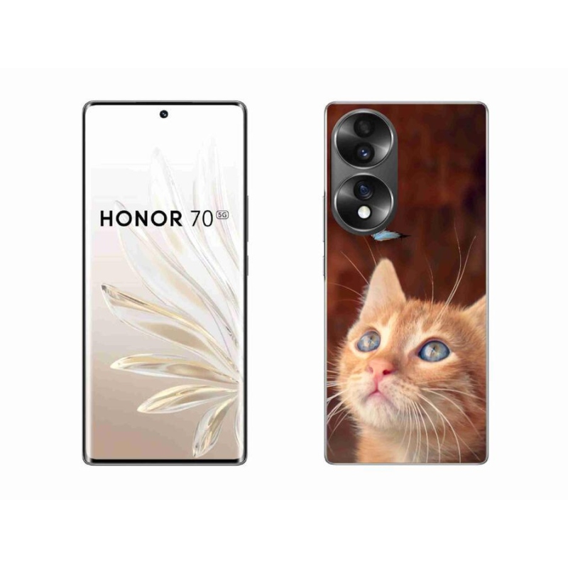 Gélový kryt mmCase na mobil Honor 70 - motýľ a mačiatko