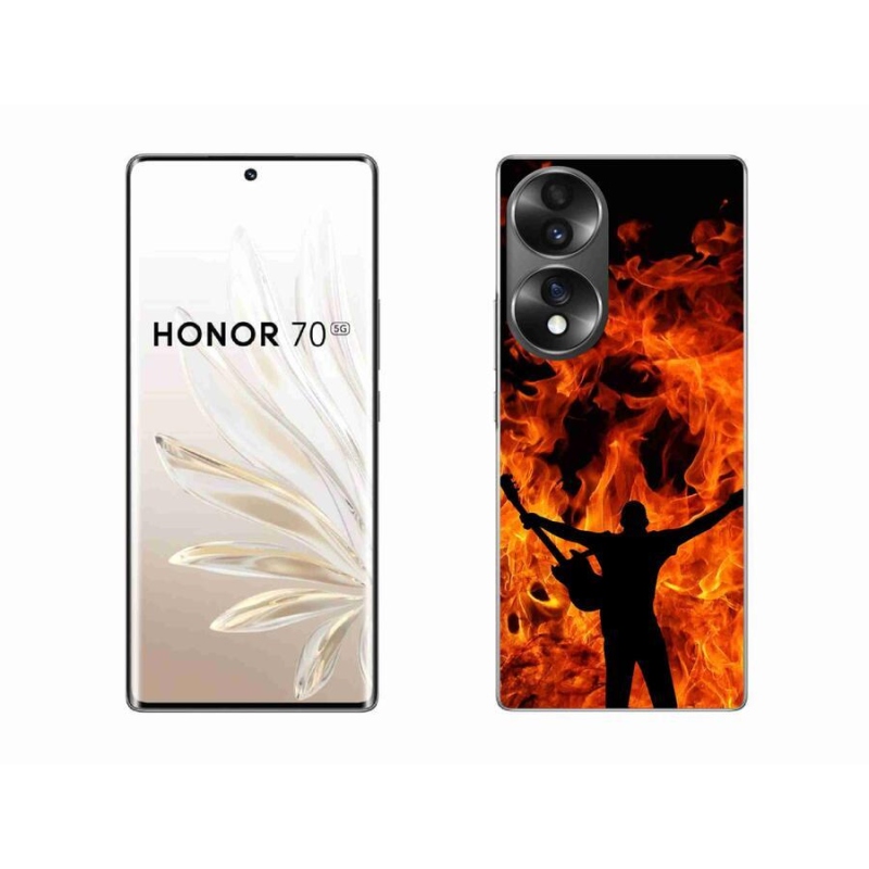 Gélový kryt mmCase na mobil Honor 70 - muzikant a oheň