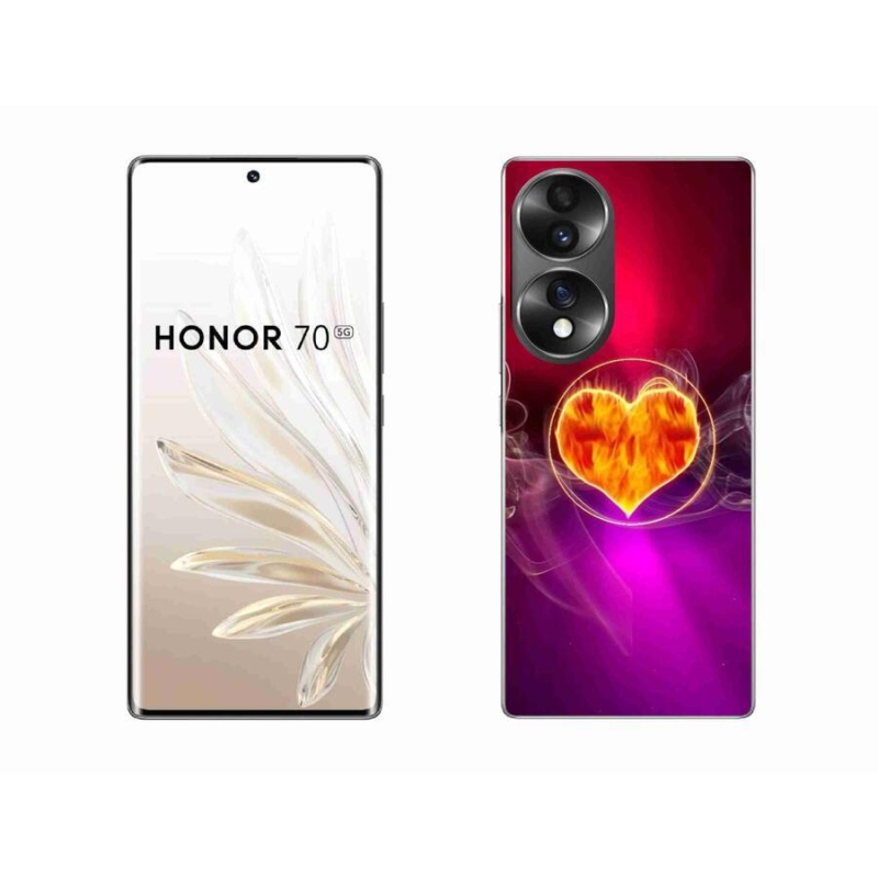 Gélový kryt mmCase na mobil Honor 70 - ohnivé srdce