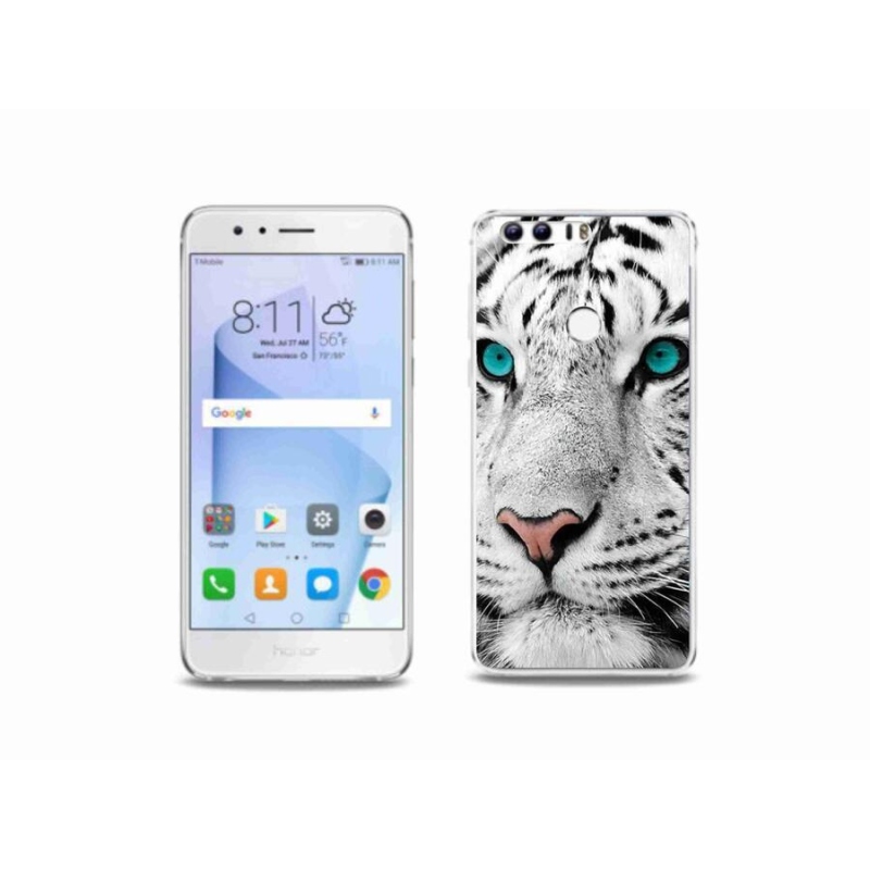 Gélový kryt mmCase na mobil Honor 8 - biely tiger